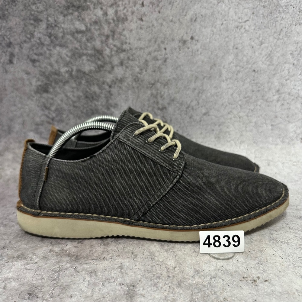 TOMS Preston Oxford Mens 10.5 Grey Canvas Casual Lace Up Shoes 10013282